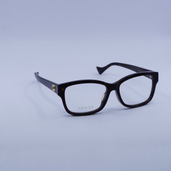 Gucci GG1259OA 002 Eyeglasses Dark Havana 55mm Rectangle Frame - Picture 1 of 11